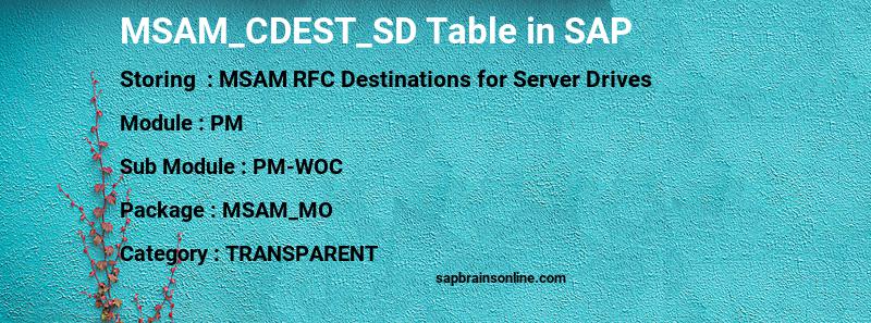 SAP MSAM_CDEST_SD table