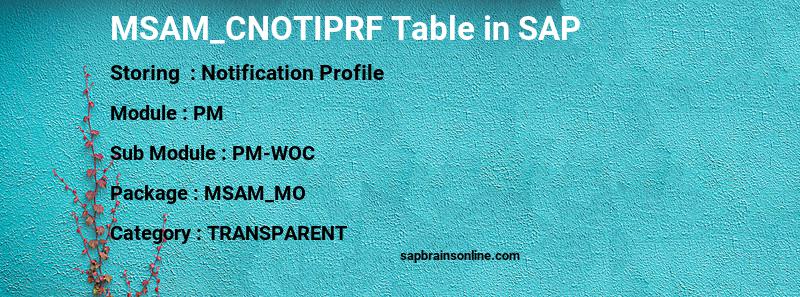 SAP MSAM_CNOTIPRF table
