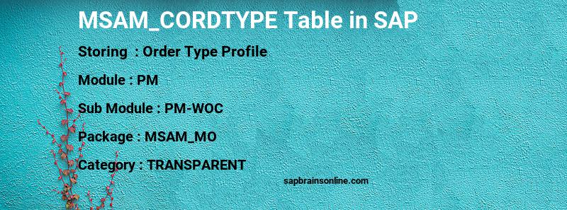 SAP MSAM_CORDTYPE table