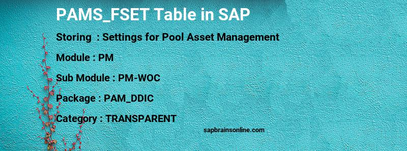 SAP PAMS_FSET table