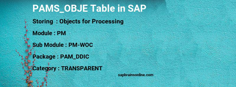 SAP PAMS_OBJE table