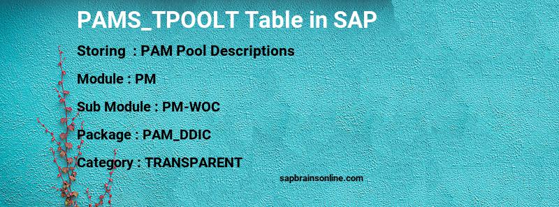 SAP PAMS_TPOOLT table