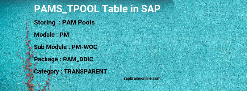 SAP PAMS_TPOOL table
