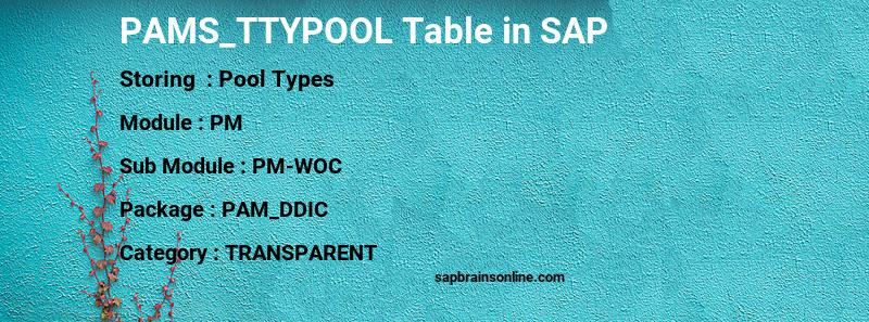 SAP PAMS_TTYPOOL table