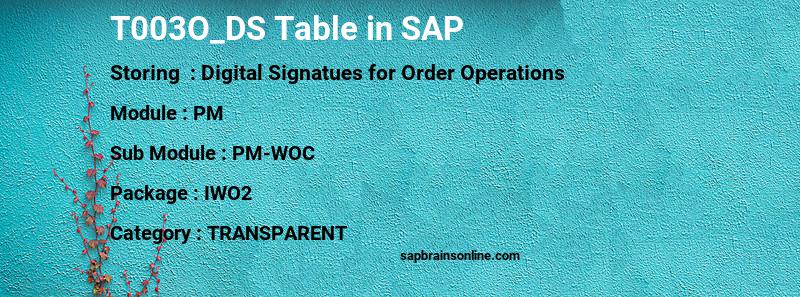 SAP T003O_DS table