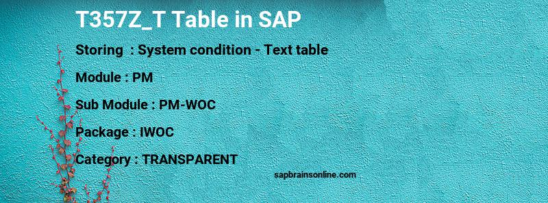 SAP T357Z_T table