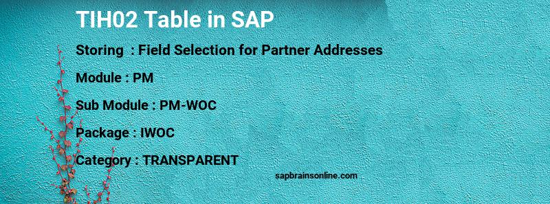 SAP TIH02 table