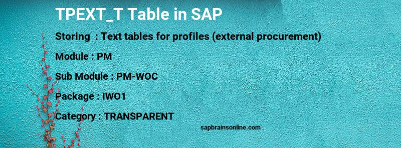 SAP TPEXT_T table