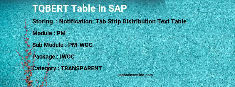 SAP TQBERT table