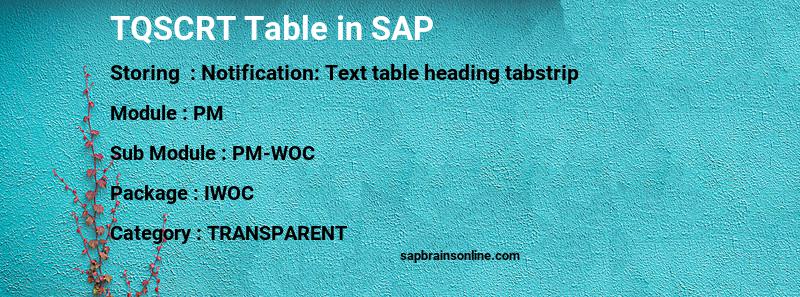 SAP TQSCRT table
