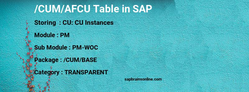 SAP /CUM/AFCU table