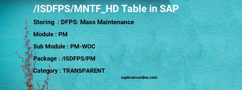 SAP /ISDFPS/MNTF_HD table