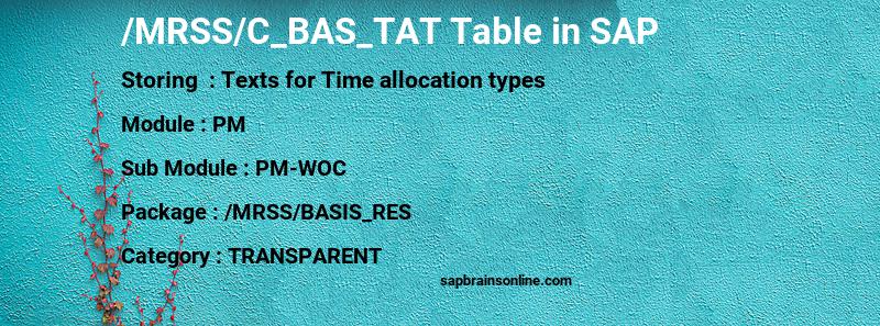 SAP /MRSS/C_BAS_TAT table