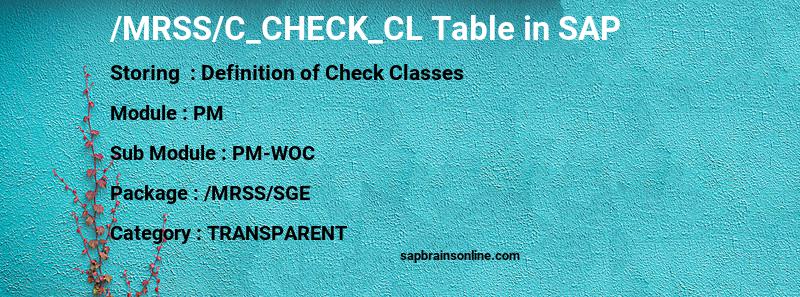 SAP /MRSS/C_CHECK_CL table