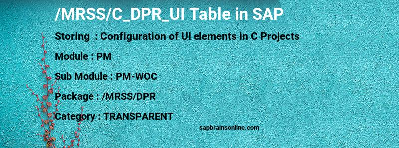 SAP /MRSS/C_DPR_UI table