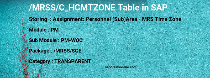 SAP /MRSS/C_HCMTZONE table