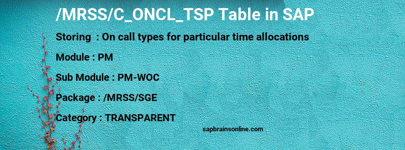 SAP /MRSS/C_ONCL_TSP table
