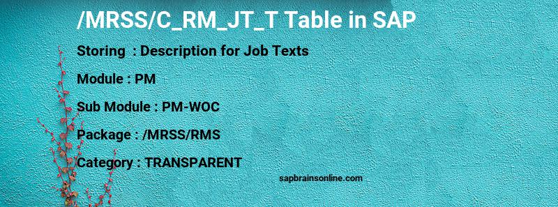 SAP /MRSS/C_RM_JT_T table