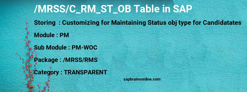 SAP /MRSS/C_RM_ST_OB table