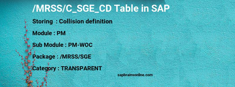 SAP /MRSS/C_SGE_CD table