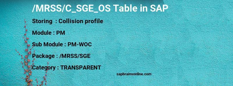 SAP /MRSS/C_SGE_OS table