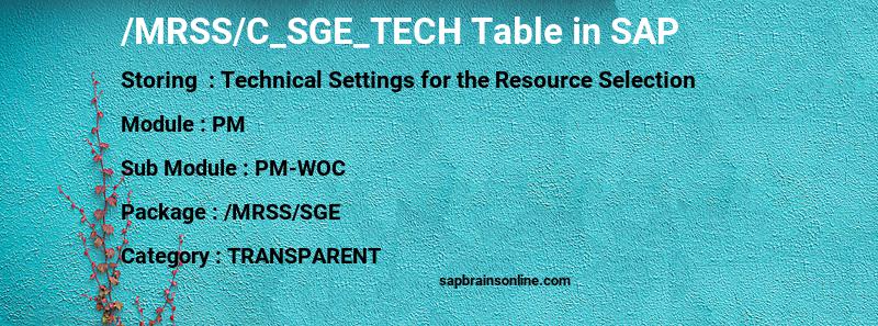 SAP /MRSS/C_SGE_TECH table