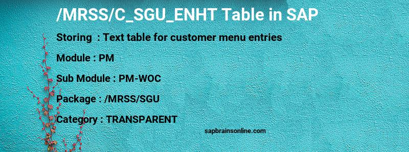 SAP /MRSS/C_SGU_ENHT table