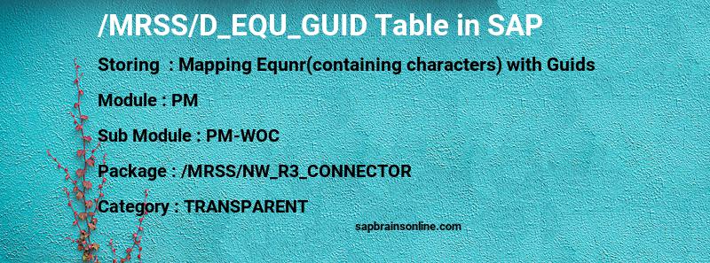 SAP /MRSS/D_EQU_GUID table
