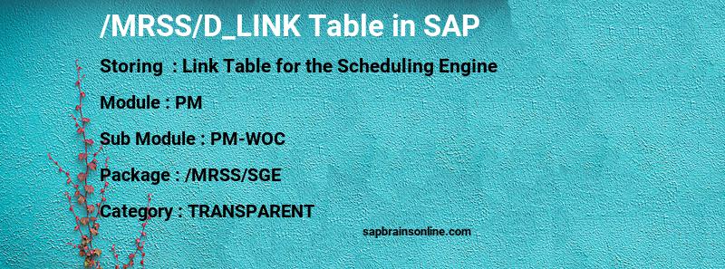 SAP /MRSS/D_LINK table