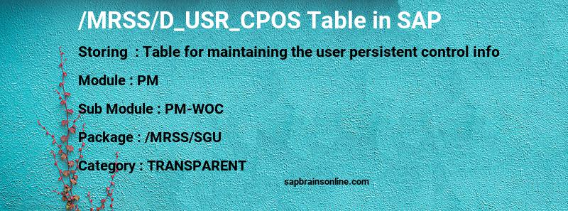SAP /MRSS/D_USR_CPOS table