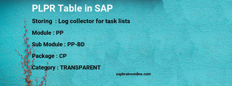 SAP PLPR table