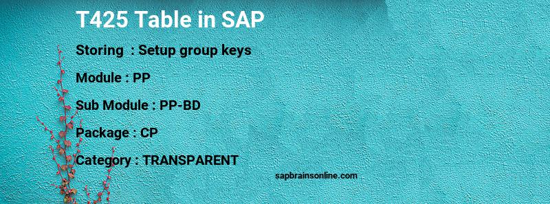 SAP T425 table