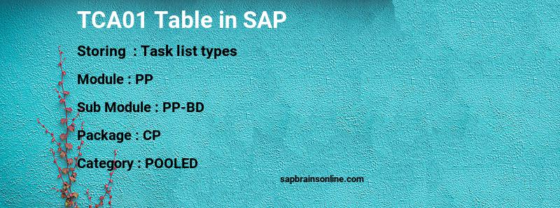 SAP TCA01 table