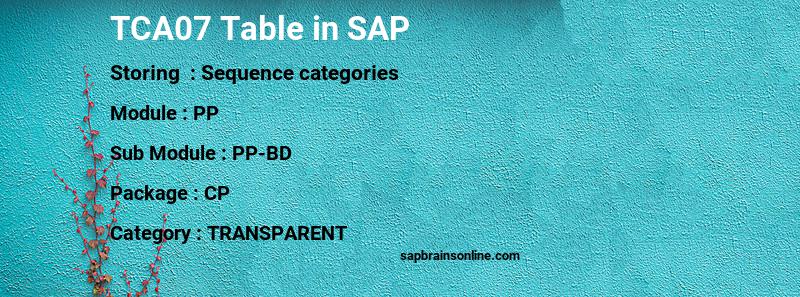 SAP TCA07 table