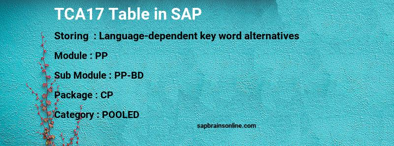 SAP TCA17 table
