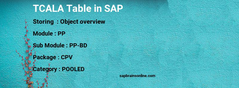 SAP TCALA table