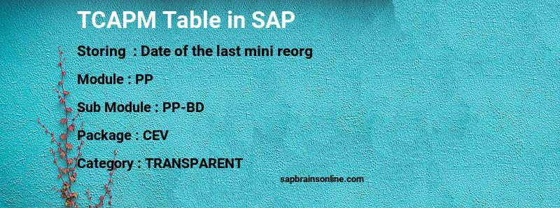 SAP TCAPM table