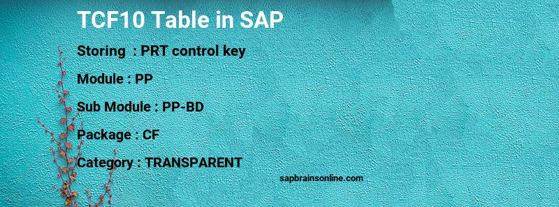 SAP TCF10 table