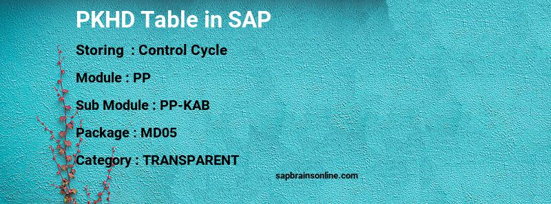 SAP PKHD table
