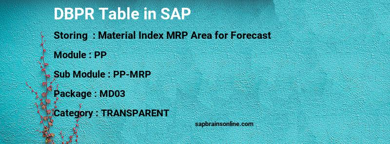 SAP DBPR table