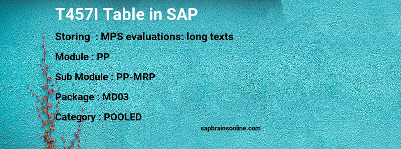 SAP T457I table