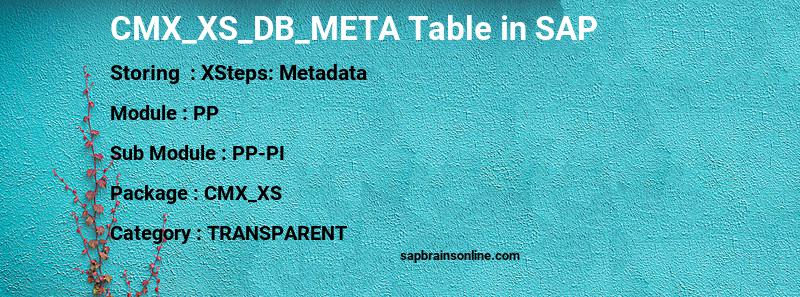 SAP CMX_XS_DB_META table