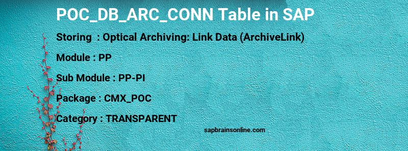 SAP POC_DB_ARC_CONN table