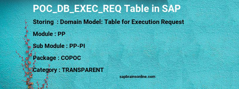 SAP POC_DB_EXEC_REQ table