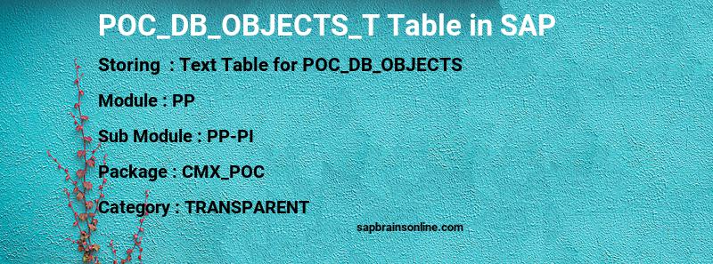 SAP POC_DB_OBJECTS_T table