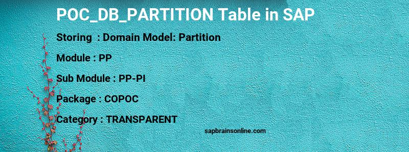 SAP POC_DB_PARTITION table