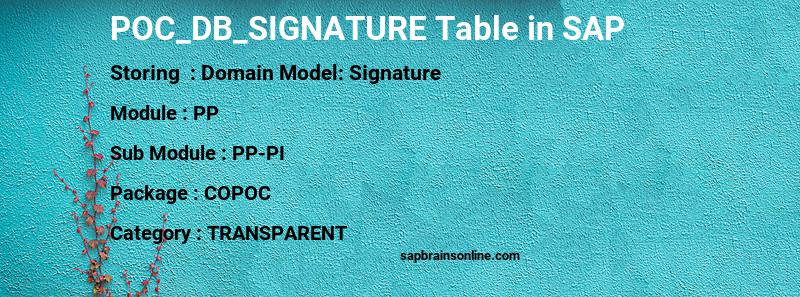 SAP POC_DB_SIGNATURE table