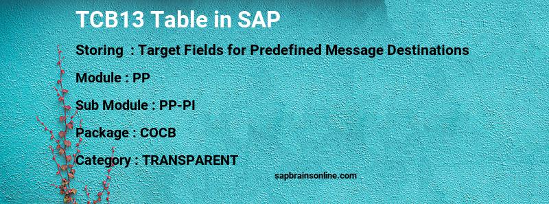 SAP TCB13 table