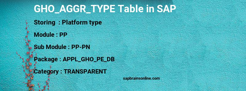 SAP GHO_AGGR_TYPE table