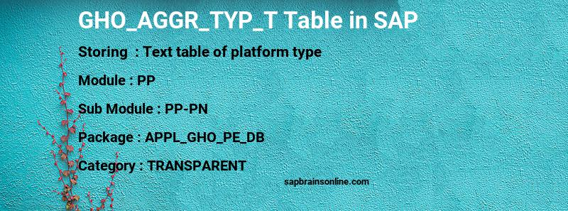 SAP GHO_AGGR_TYP_T table